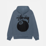 8 BALL HOODIE PIGMENT DYED BLUE